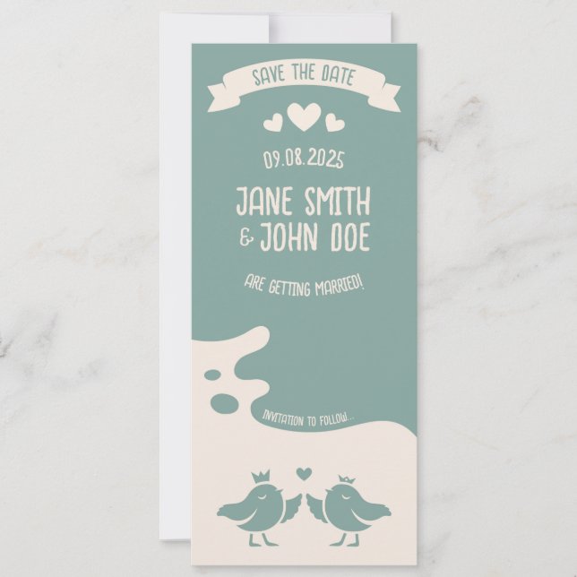 Slate Blue Bird Song Save The Date (Front)