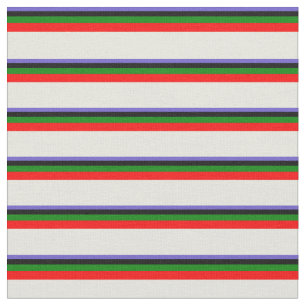 Slate Blue, Black, Green, Red, and Beige Colored Fabric