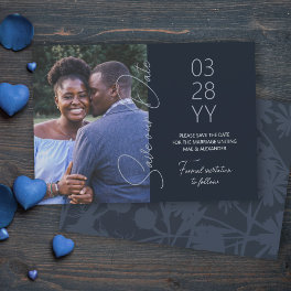 Slate Blue, Blue-Gray Wedding Save the Date Invitation