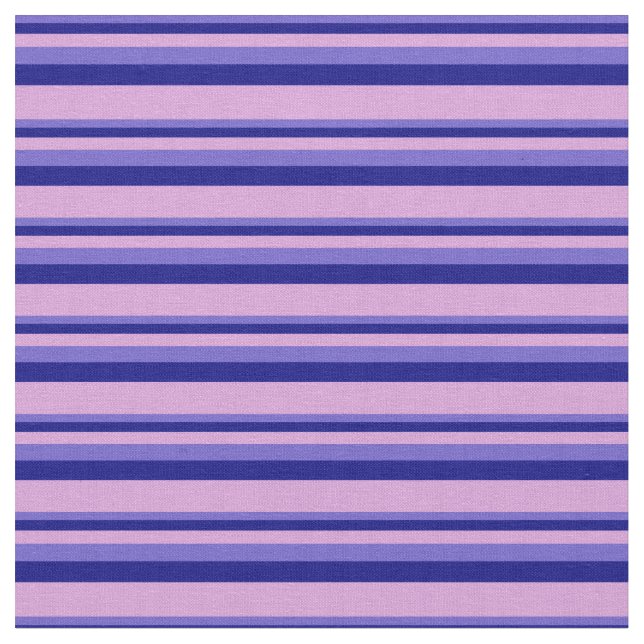 Slate Blue, Blue & Plum Striped/Lined Pattern Fabric (Close Up)