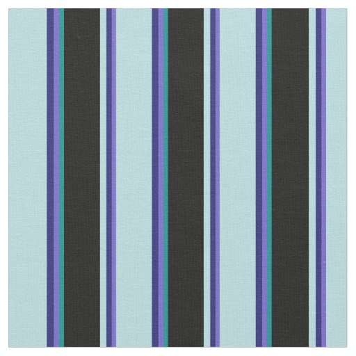 Slate Blue, Blue, Powder Blue, Black & Dark Cyan Fabric