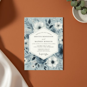 Slate Blue Botanical Enchantment Wedding Invitation