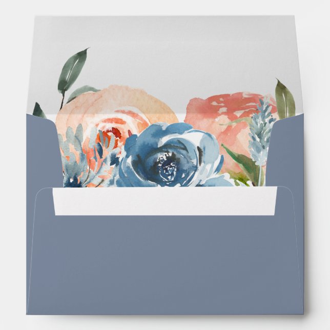 Slate Blue Botanical Personalized Return Address Envelope (Back (Bottom))
