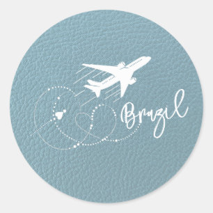 Slate Blue Brazil Passport Classic Round Sticker