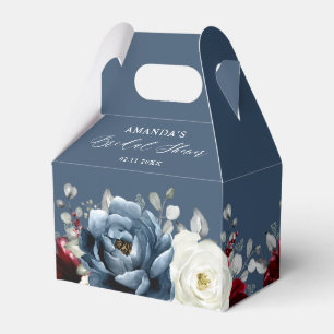 Slate Blue Burgundy White Ivory Boho Bridal Shower Favor Boxes
