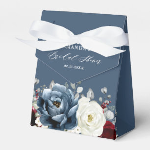 Slate Blue Burgundy White Ivory Boho Bridal Shower Favor Boxes