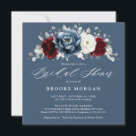 Slate Blue Burgundy White Ivory Boho Bridal Shower Invitation<br><div class="desc">Slate,  Burgundy,  White ivory themed floral bridal shower Invitation featuring elegant bouquet of burgundy,  slate,  dusty blue,  ivory roses and peony flowers and dusty green eucalyptus leaves. Please contact me for any help in customization or if you need any other product</div>