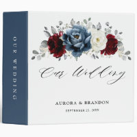 Slate Blue Burgundy White Ivory Floral Wedding