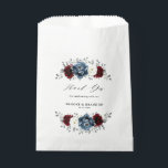Slate Blue Burgundy White Ivory Floral Wedding  Favor Bag<br><div class="desc">Slate,  Burgundy,  White ivory themed floral wedding favor bag featuring elegant bouquet of burgundy,  slate,  dusty blue,  ivory roses and peony flowers and dusty green eucalyptus leaves. Please contact me for any help in customization or if you need any other product</div>