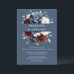 Slate Blue Burgundy White Ivory Floral Wedding  In Invitation<br><div class="desc">Slate,  Burgundy,  White ivory themed floral wedding Invitation featuring elegant bouquet of burgundy,  slate,  dusty blue,  ivory roses and peony flowers and dusty green eucalyptus leaves. Please contact me for any help in customization or if you need any other product</div>