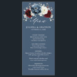Slate Blue Burgundy White Ivory Floral Wedding  Me Menu<br><div class="desc">Slate,  Burgundy,  White ivory themed floral wedding menu featuring elegant bouquet of burgundy,  slate,  dusty blue,  ivory roses and peony flowers and dusty green eucalyptus leaves. Please contact me for any help in customization or if you need any other product</div>