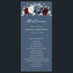 Slate Blue Burgundy White Ivory Floral Wedding  Pr Program<br><div class="desc">Slate,  Burgundy,  White ivory themed floral wedding program featuring elegant bouquet of burgundy,  slate,  dusty blue,  ivory roses and peony flowers and dusty green eucalyptus leaves. Please contact me for any help in customization or if you need any other product</div>