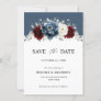 Slate Blue Burgundy White Ivory Floral Wedding  Sa Save The Date