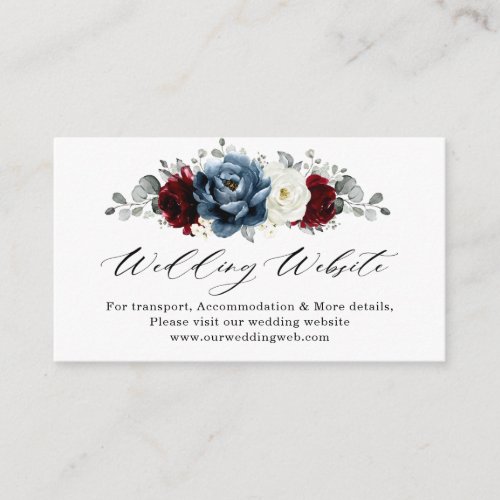 Slate Blue Burgundy White Ivory  Wedding Website   Enclosure Card