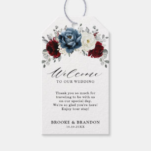 Slate Blue Burgundy White Ivory   Wedding Welcome  Gift Tags