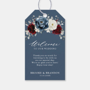 Slate Blue Burgundy White Ivory Wedding Welcome Gift Tags