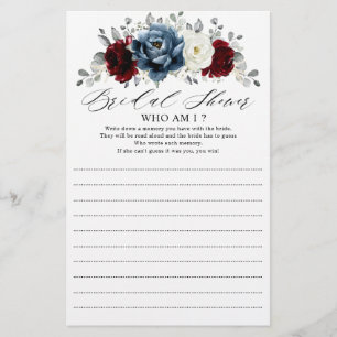 Slate Blue Burgundy White Ivory Who Am I Game     