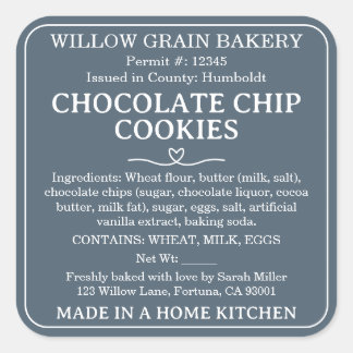 Slate Blue California Chocolate Chip Cookie Label