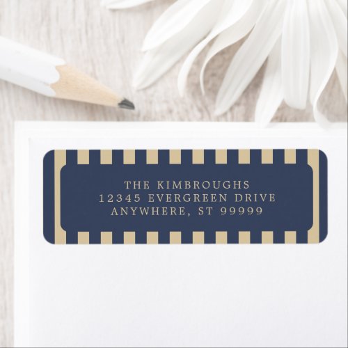 Slate Blue Champagne Striped  Label