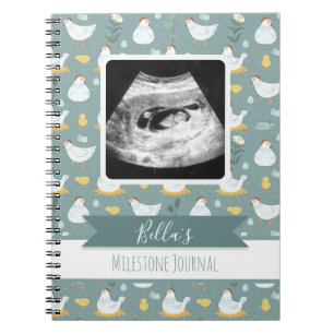 Slate Blue Chicken Nursery Photo Milestone Notebook