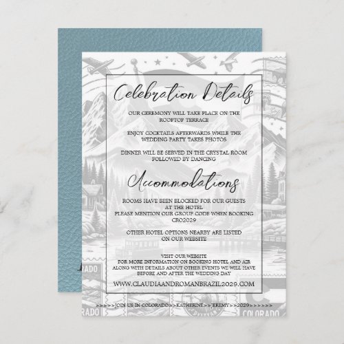 Slate Blue Colorado Passport Wedding Enclosure Card