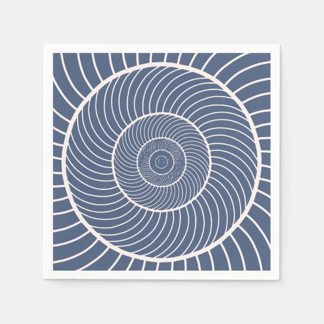 Slate blue cream spiral snail fibonacci  napkins (Front)