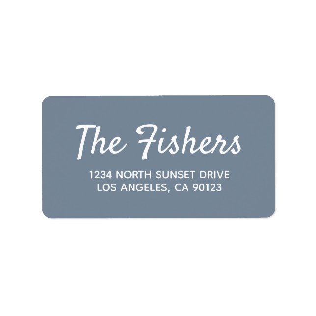 Slate Blue Cursive Return Address Label (Front)