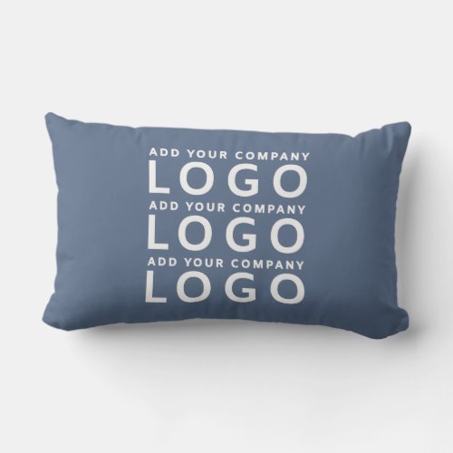 Slate Blue Custom Company Logo Business Branding Lumbar Pillow