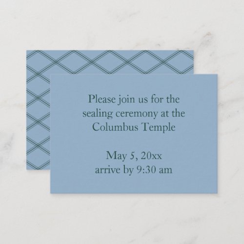 Slate Blue Diamonds Temple Sealing Invitation