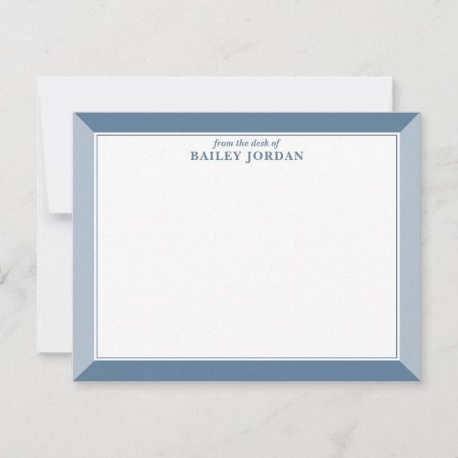 Slate Blue & Dusty Blue Frame Men's Stationery Note Card (Front)