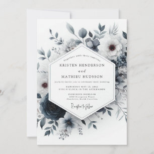 Slate Blue Ethereal Bloom Wedding Invitation