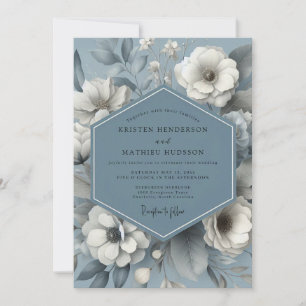 Slate Blue Ethereal Flora Wedding Invitation