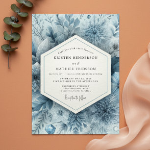 Slate Blue Ethereal Flourish Wedding Invitation