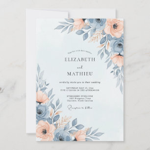 Slate Blue Ethereal Spring Wedding Invitation