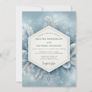 Slate Blue Ethereal Winter Wedding Invitation