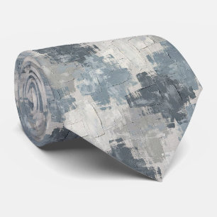Slate Blue Faux Silk Abstract Designer Style Neck Tie