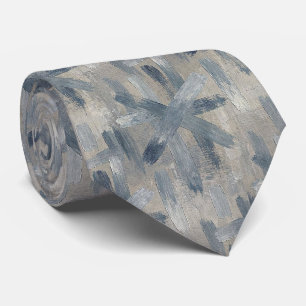 Slate Blue Faux Silk Abstract Designer Style Neck Tie