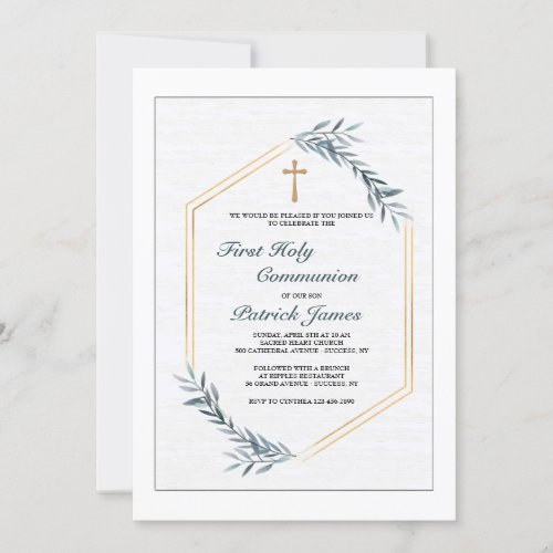 Slate Blue Ferns Invitation