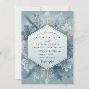 Slate Blue Frost Bloom Wedding Invitation