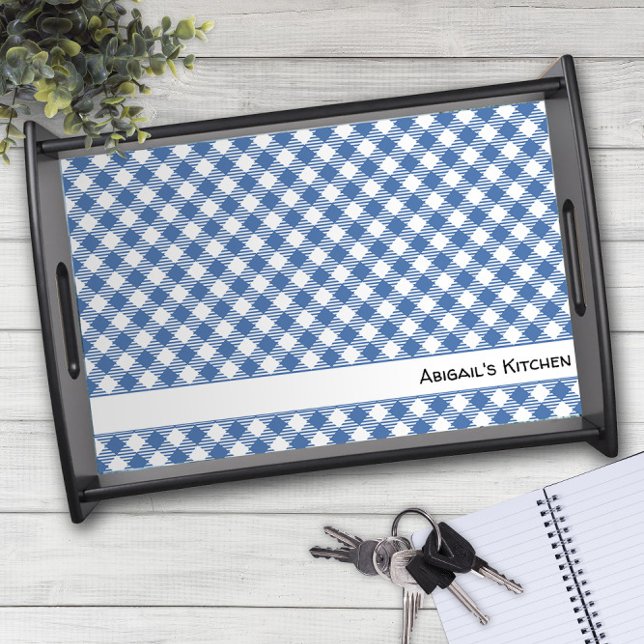 Slate Blue Gingham / Buffalo Check Serving Tray (Creator Uploaded)