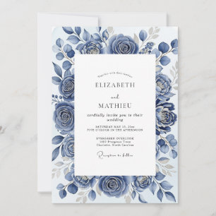 Slate Blue Glacial Winter Wedding Invitation