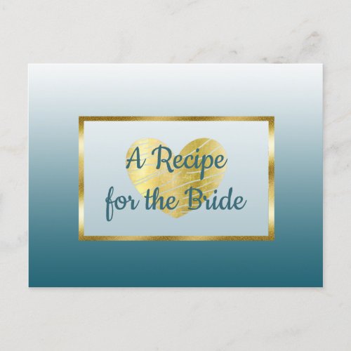 Slate Blue  Gold Butterfly wedding Recipe Card