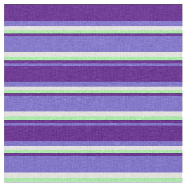 Slate Blue, Indigo, Green, and Light Yellow Lines Fabric (Close Up)