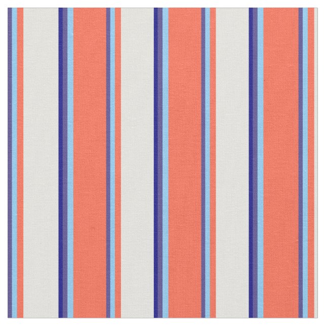 Slate Blue, Light Sky Blue, Red, Light Cyan & Blue Fabric (Close Up)