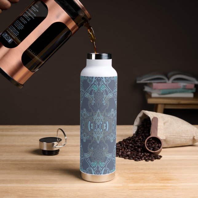 Slate Blue Mandala Water Bottle (Coffee)
