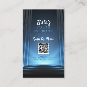 Slate Blue Menu Restaurant QR Code Business Sign Card