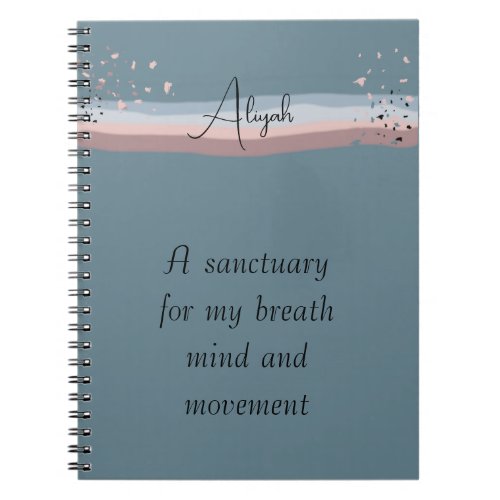 Slate Blue Minimalist Boho Personalized Meditation Notebook