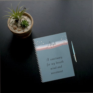 Slate Blue Minimalist Boho Personalized Meditation Notebook