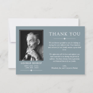Slate Blue Minimalist Photo Sympathy Thank You Card