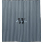 Slate Blue Monogram And Stripes Shower Curtain at Zazzle